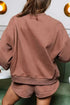 'First COFFEE' Sequin Long Sleeve Top and Shorts Set - Celes Fashion